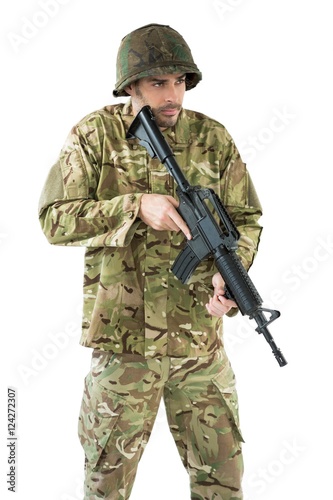 Soldier holding a rifle