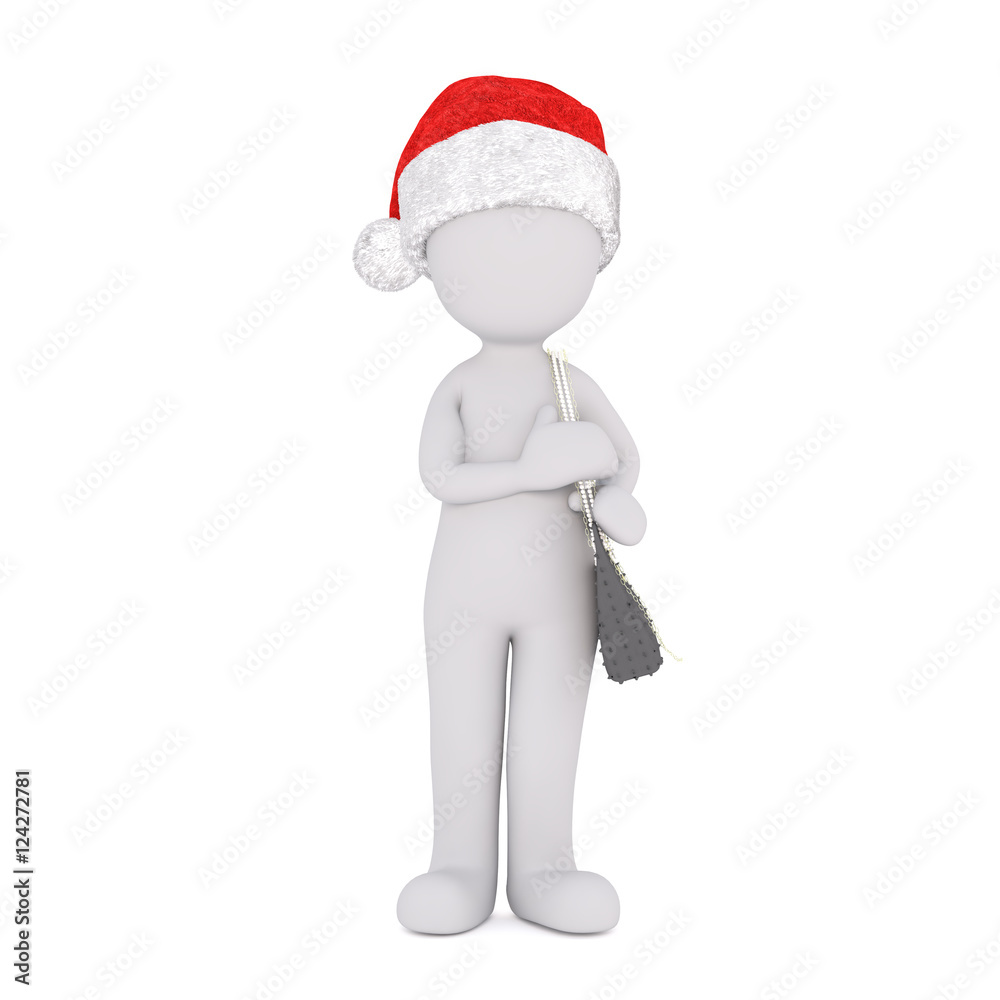 Single 3D figure with Santa hat and purse Single 3D figure with Santa hat and purse