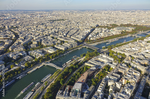 The River Seine in the city of Paris - beautiful aerial view from Eiffel Tower © 4kclips