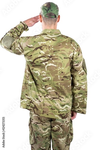 Rear view of soldier saluting © WavebreakMediaMicro
