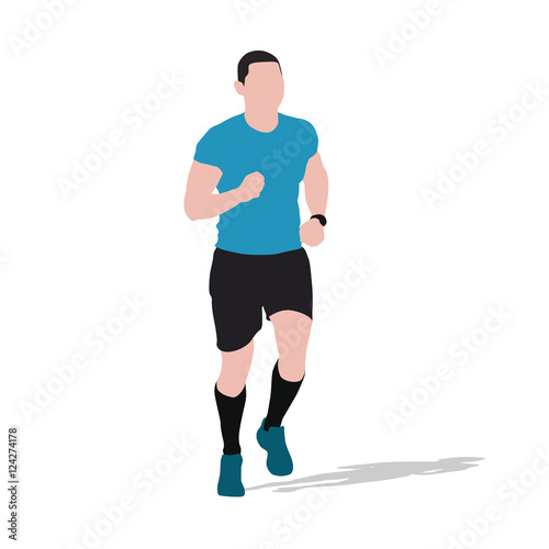 Running man, flat vector illustration © michalsanca