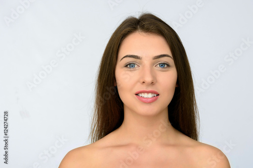 Beautiful smiling girl with clean skin  natural make-up