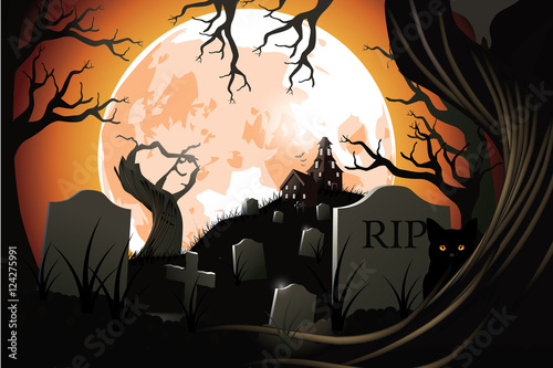 
Halloween cemetery. EPS 10 vector.