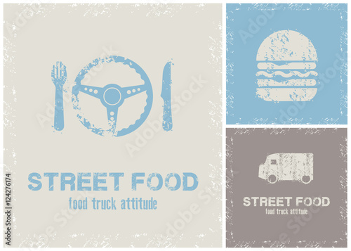 Logo, identity, brand, vector, pictogram, food truck, eating, restaurant, car, vintage, fast food
