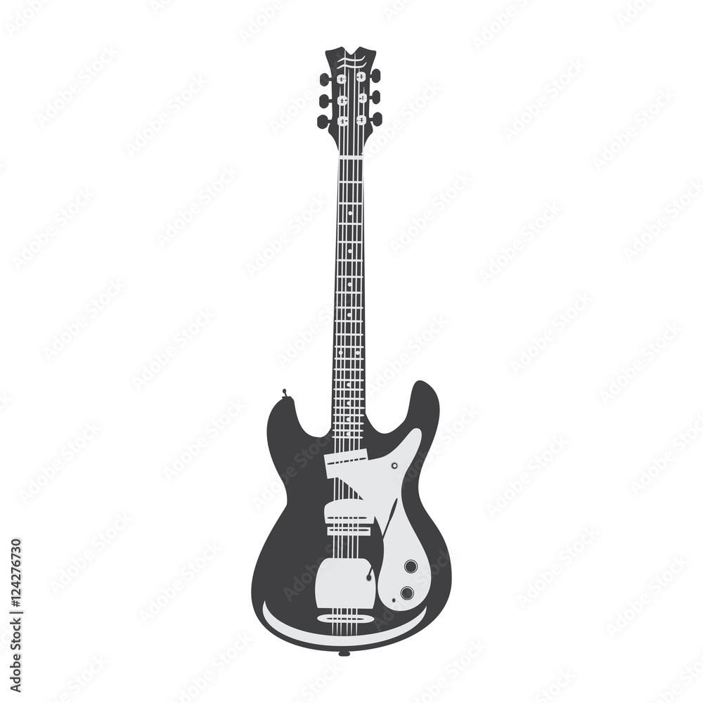Blak and white Electric solo Guitar, vector.
