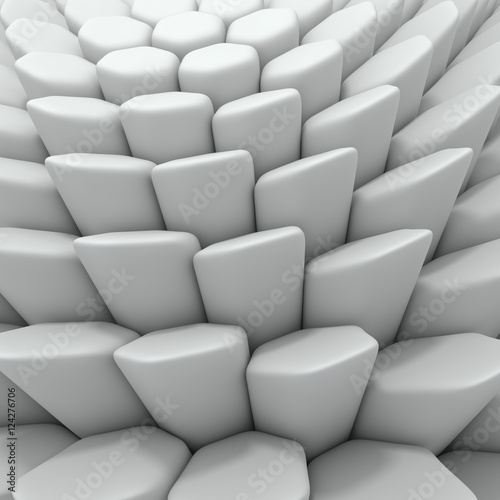 White abstract hexagons backdrop. 3d rendering geometric polygons