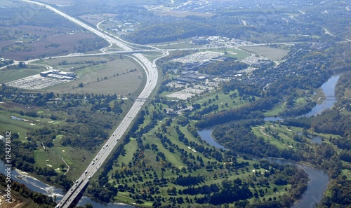 Stampa su tela aerial view of the Kitchener Waterloo region in Ontario Canada