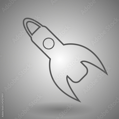 Start up icon thin line for web and mobile, modern minimalistic flat design. Vector dark grey icon on light grey background.