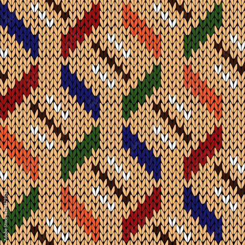 Seamless knitting geometrical pattern in various colors
