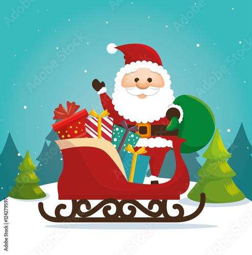 happy merry christmas santa claus character vector illustration design