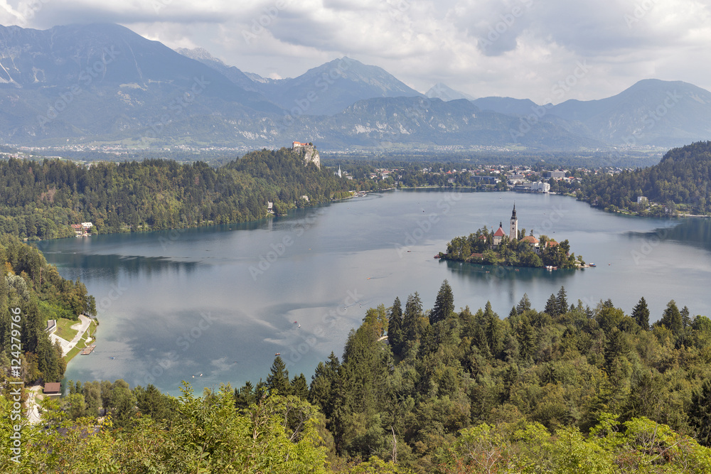Lake Bled above view in Slovenia