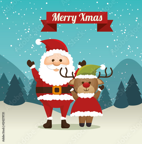 happy merry christmas santa claus character vector illustration design