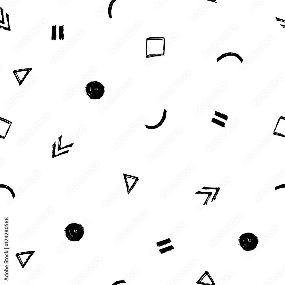 Seamless Pattern With Black Hand-Drawn Abstract Elements 2