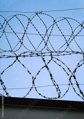 barbed wire with blue sky