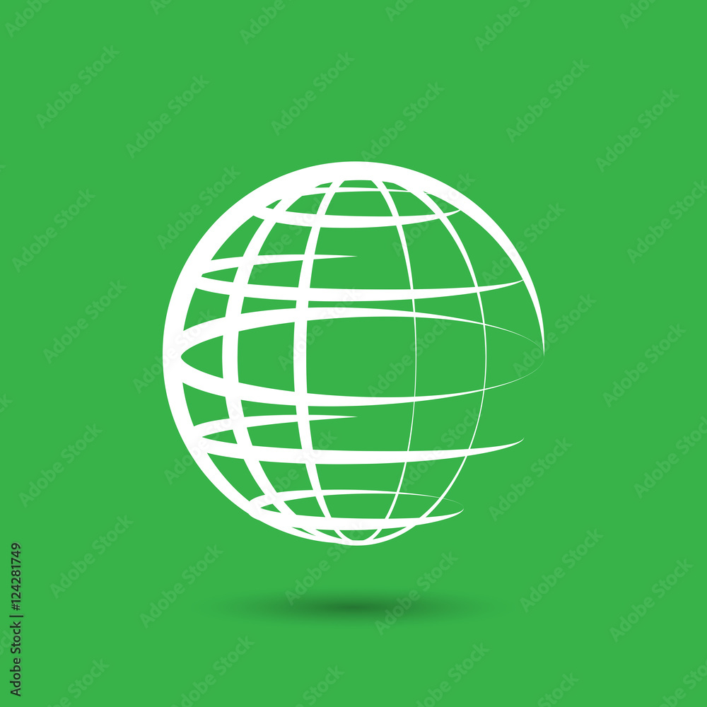 globe planet icon on the green background globe planet icon on the green background