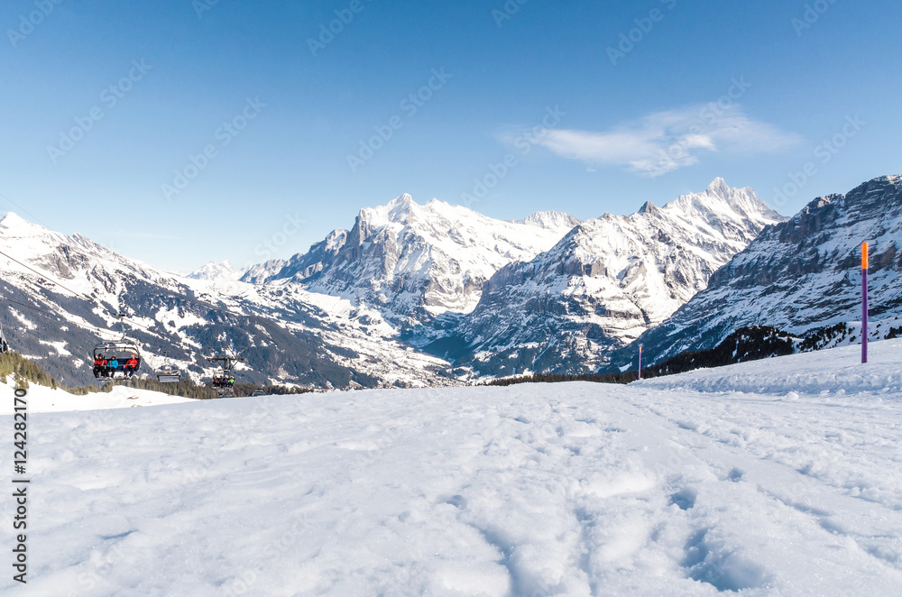 Ski resort Jungfrau. Swiss Alps