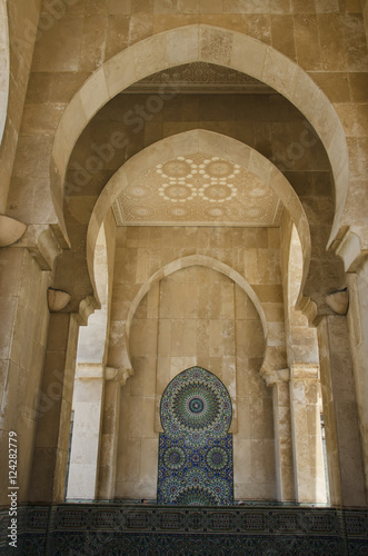 Decorative arches in the hassam ii mosque;Casablanca morocco photo
