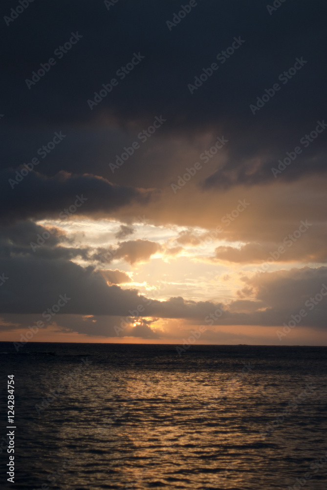 Cloudy ocean sunset