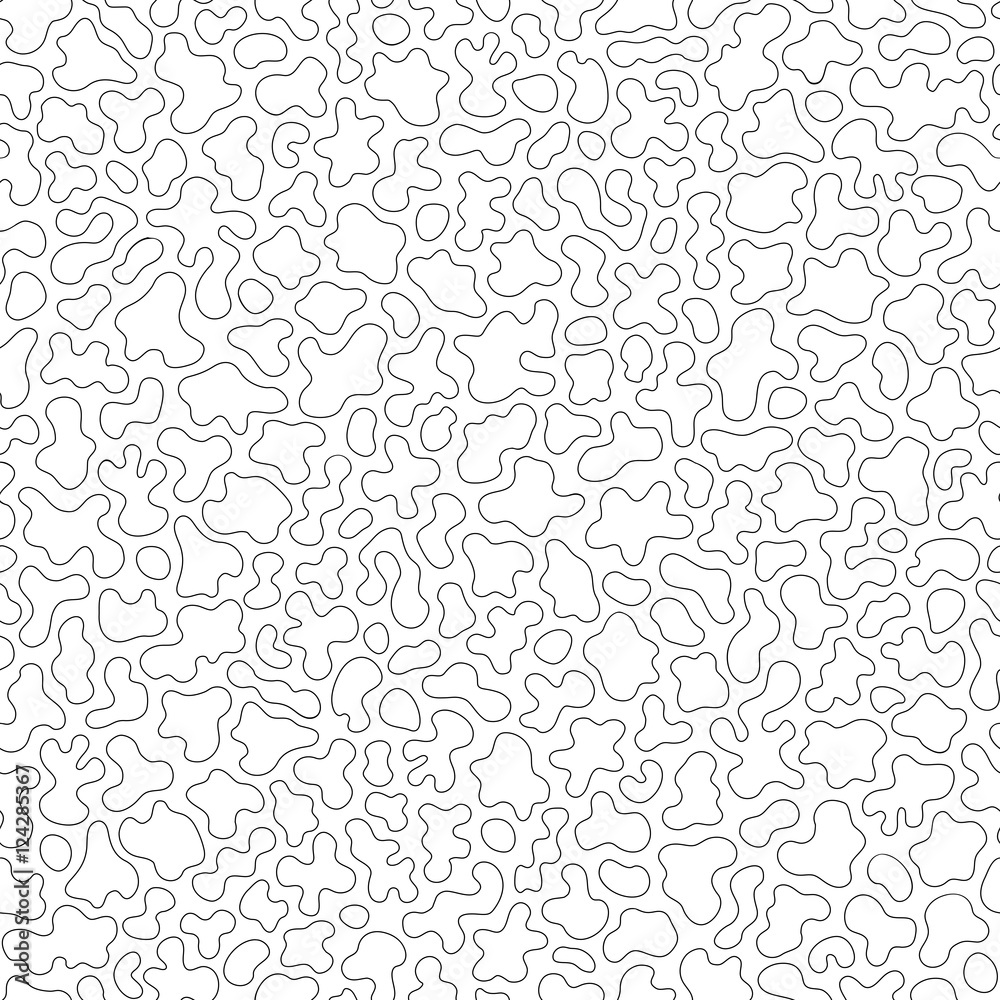 Vector monochrome seamless pattern, black contour wavy lines. Abstract endless ornamental texture, camouflage background, topographic map style. Design element for fabric, prints, textile, wrapping