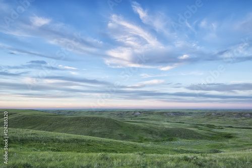 Sunset sky over Grasslands National Park; Saskatchewan, Canada