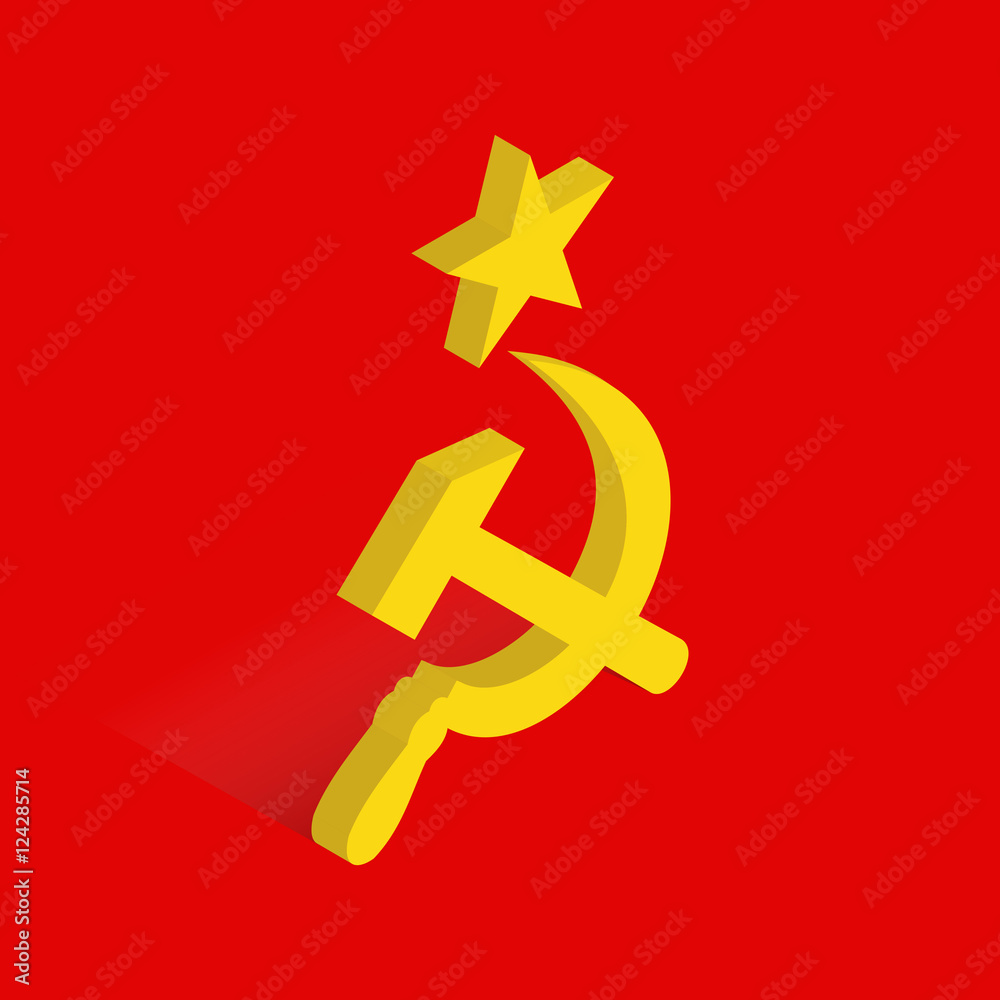 Isometric icon of hammer and sickle, international communist symbol, USSR  flag icon, vector illustration in 3D flat style. Editable design element  for banner, website, poster, card, collage. Eps 10 Stock-vektor | Adobe