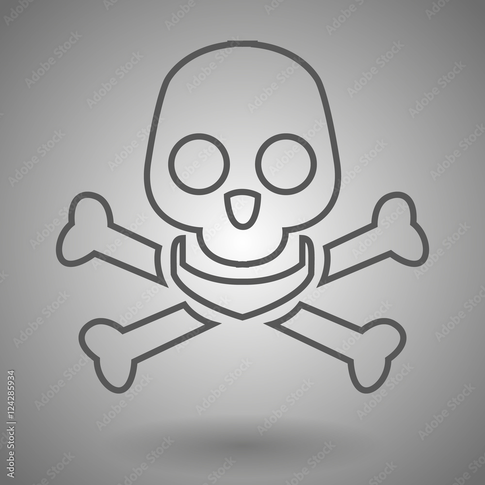 Skull and cross bones line icon for web, mobile and infographics. Vector dark grey icon isolated on light grey background. Skull and cross bones line icon for web, mobile and infographics. Vector dark grey icon isolated on light grey background.