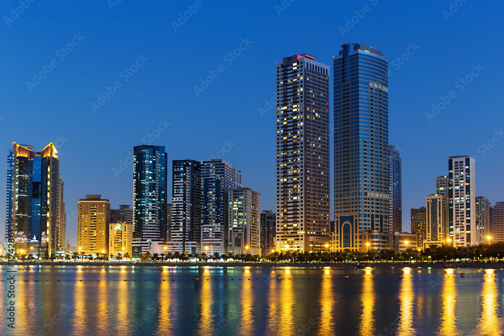 Fototapeta premium Night view of Sharjah UAE