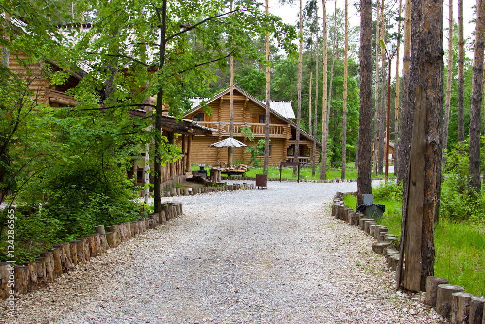 The path of crushed stone in the forest. The path of crushed stone in the forest.