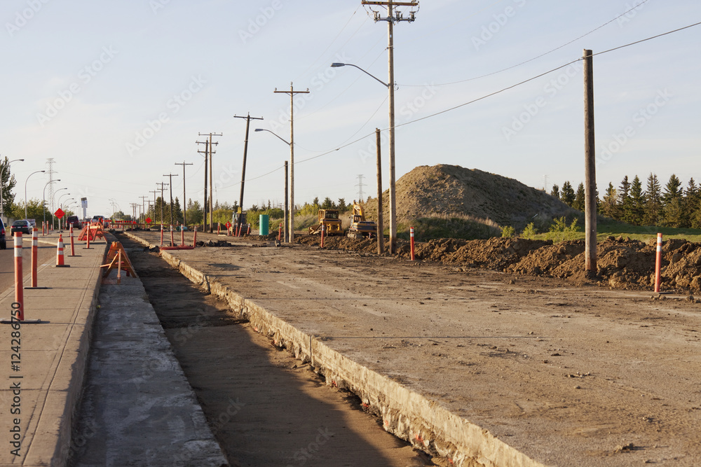 Road construction; Edmonton, Alberta, Canada Road construction; Edmonton, Alberta, Canada