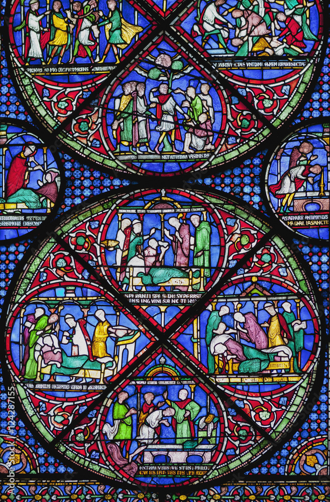 Colourful Stained Glass Window In Canterbury Cathedral; Canterbury, Kent, England Colourful Stained Glass Window In Canterbury Cathedral; Canterbury, Kent, England