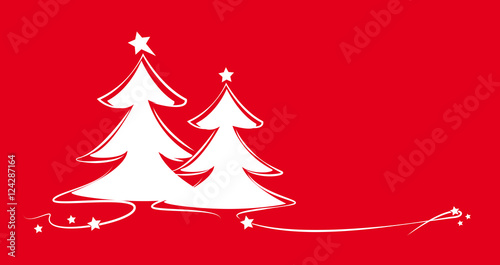 zwei weihnachtsbäume weiß/rot