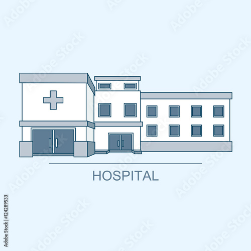Vector illustration with contemporary multistorey hospital