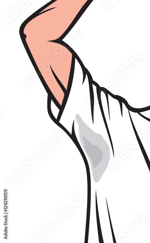 man sweating under armpit