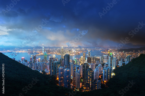 Hong Kong island from Victoria's Peak at night