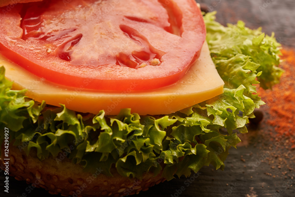 hamburger on a wooden table hamburger on a wooden table