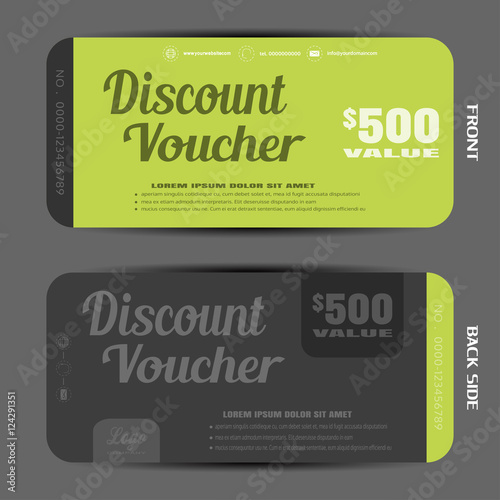 Blank of stylish discount voucher vector illustration to increase sales on green and graphite background.