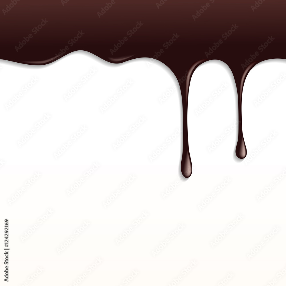 Melted Dark Chocolate Dripping on White Background. Melted Dark Chocolate Dripping on White Background.