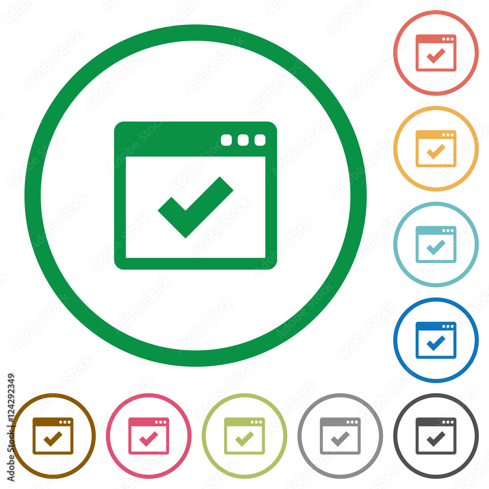 Application ok flat icons with outlines Application ok flat icons with outlines