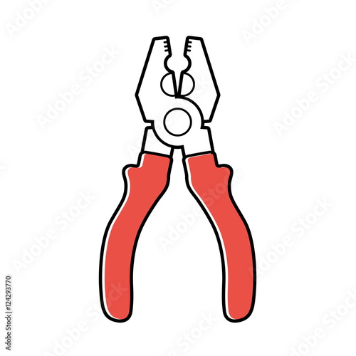 Pliers tool with red grips, simple icon isolated.