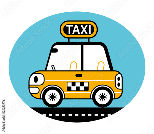 Taxi cab on a road icon.