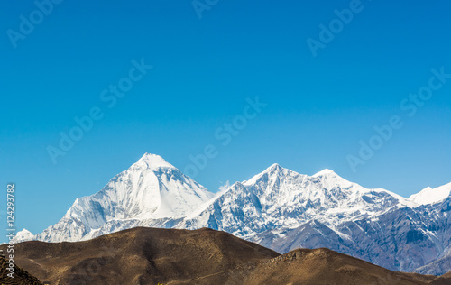 Snow covered mountain massif, Dhaulagiri.