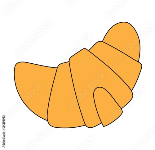 Croissant vector food isolated on white.