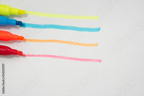 Colorful Highlighters on white background