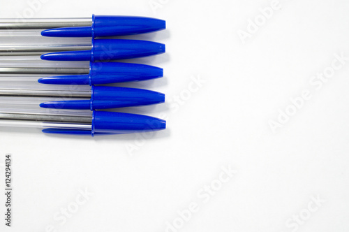 blue pen on white background