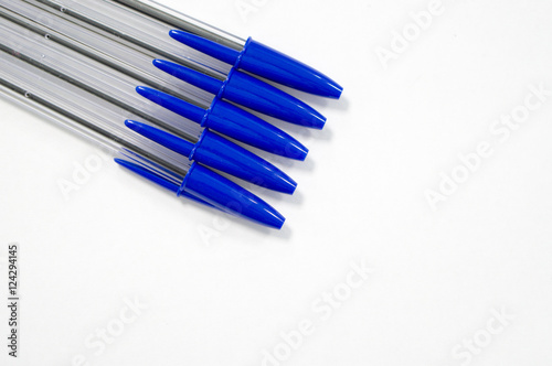 blue pen on white background