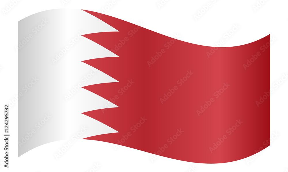 Flag of Bahrain waving on white background