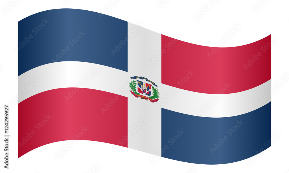 Dominican Republic flag waving on white background