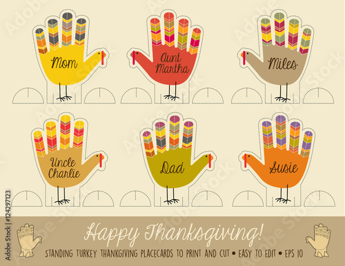 printable turkey place cards for decorating at thanksgiving