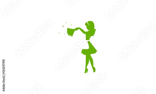 Madam Cleaning Broom Logo Icon