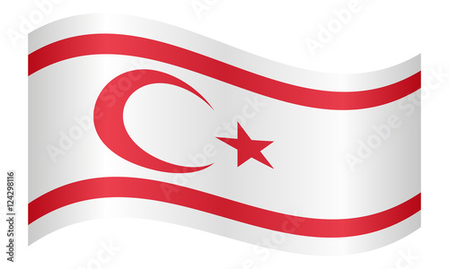 Flag of Northern Cyprus waving on white background